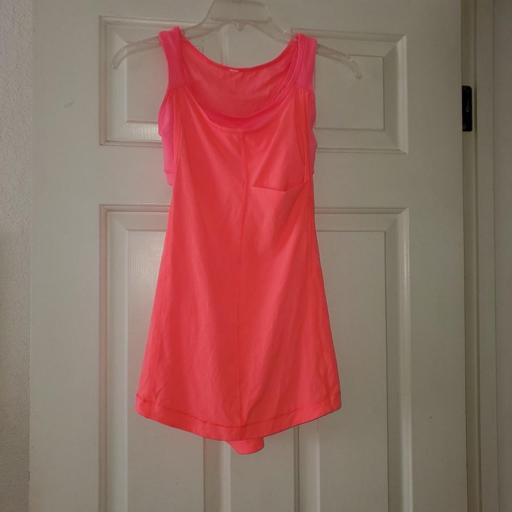 Lululemon Run For Your Money Built in Bra Adjustable Coral Tank Size 4